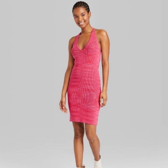 Wild Fable, pink halter dress, knit fabric - Picture 1 of 8